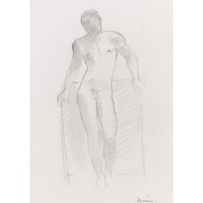 Femme nu de profil agenouillé