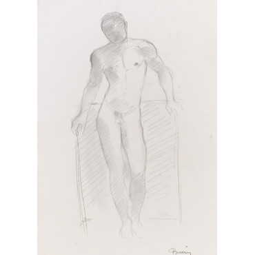 Femme nu de profil agenouillé