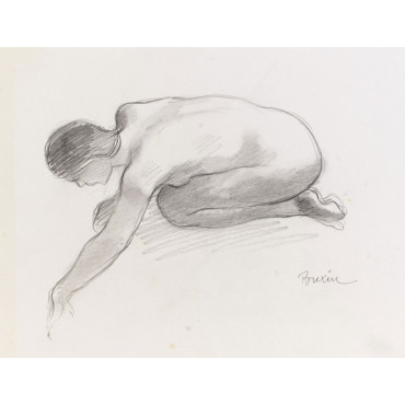 Femme nu de profil tendant sa main vers l'eau