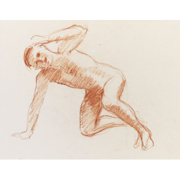 Adolescent garçon appuyé sur une main