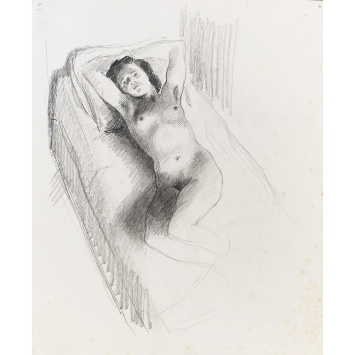 Femme nu de face couché