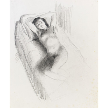 Femme nu de face couché