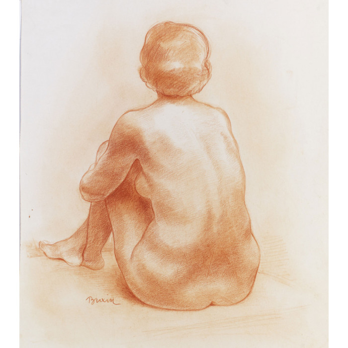 Femme nue assise de dos