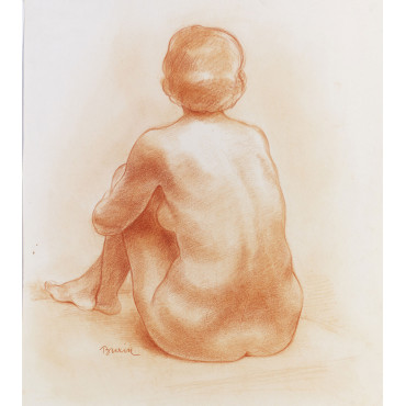 Femme nue assise de dos