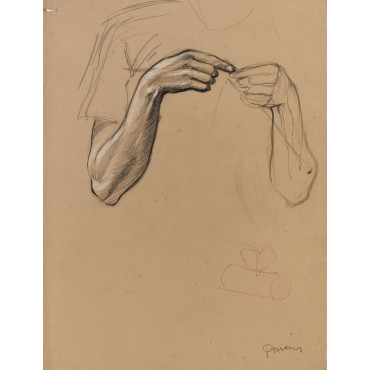 bras de femme tricotant