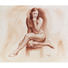 Femme nue assise de face