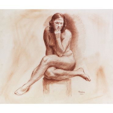 Femme nue assise de face