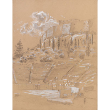 Paysage : façade nord muraille de L'Acropole théatre de Dionysos (Grèce)