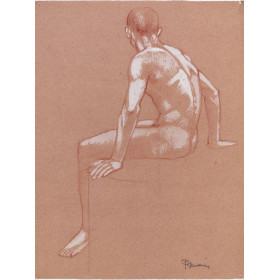 Homme nu assis profil