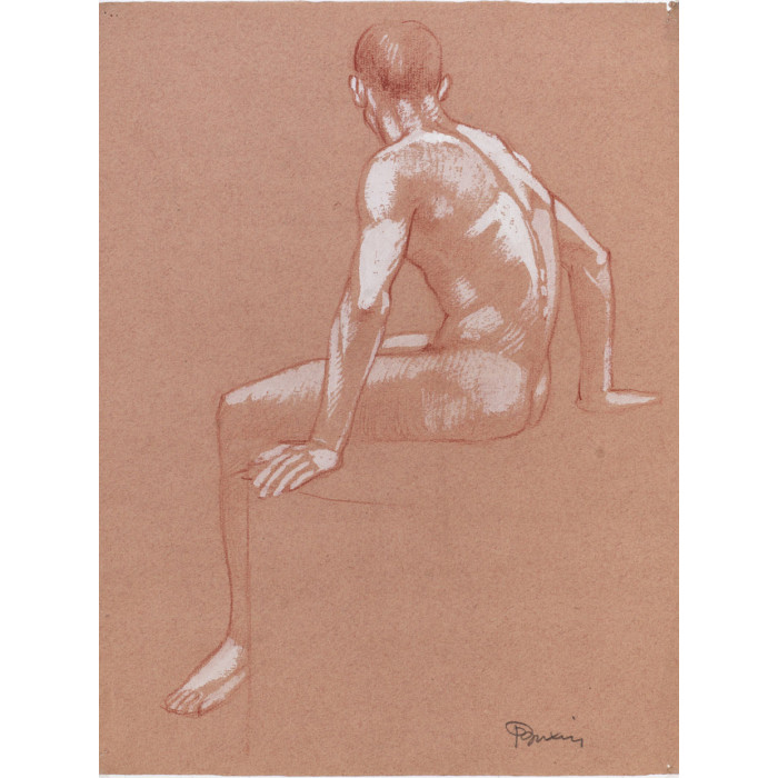 Homme nu assis profil