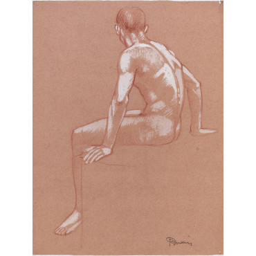 Homme nu assis profil