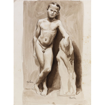 Enfant garçon nu de face debout