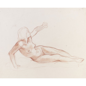 Femme nu de face couché