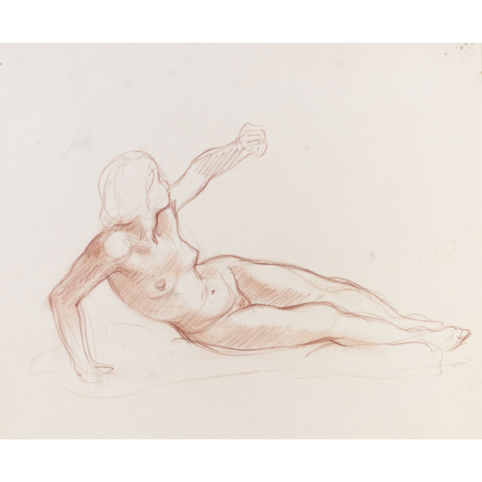 Femme nu de face couché