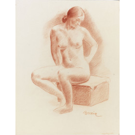 Femme nu de face assis