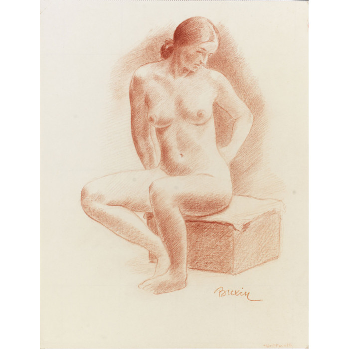 Femme nu de face assis