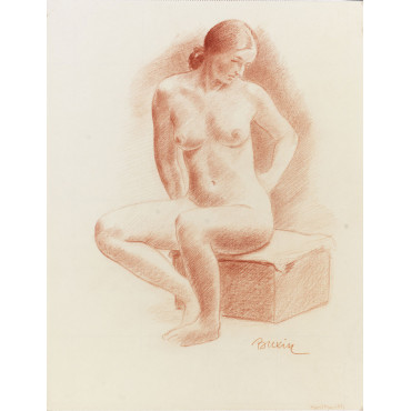 Femme nu de face assis