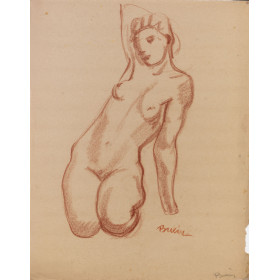 Femme nu de face agenouillé