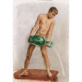 Adolescent garçon de face versant de l'eau