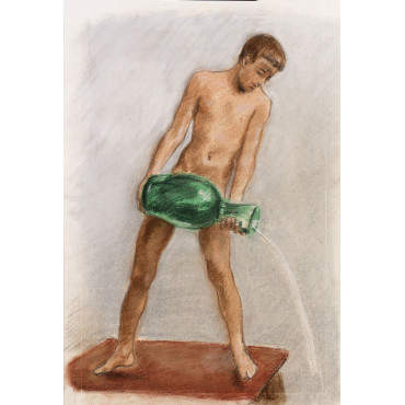 Adolescent garçon de face versant de l'eau