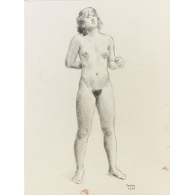 Femme nu de face debout