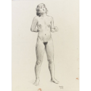 Femme nu de face debout