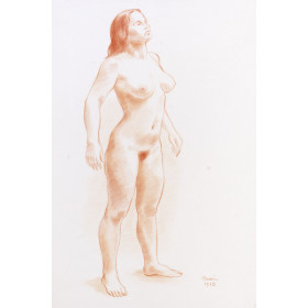 Femme nu de trois quart face debout