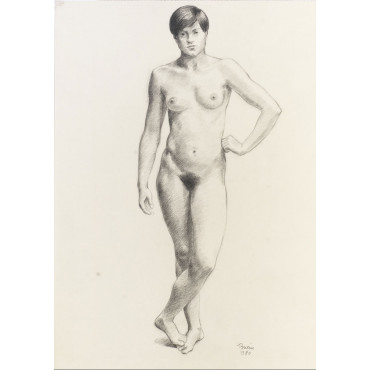 Femme nu de face debout