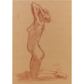 Femme nu de profil agenouillé