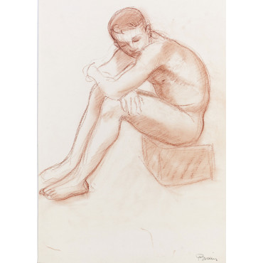 Homme nu de dos assis