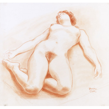 Femme nu de face couché