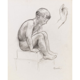 Enfant garçon nu assis