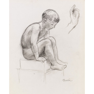 Enfant garçon nu assis