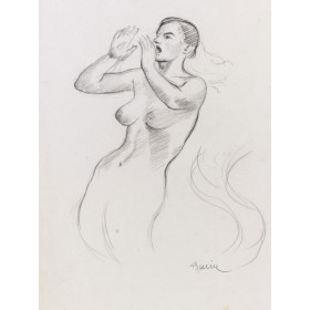 Femme nu de face sirène étude pour le Gluck