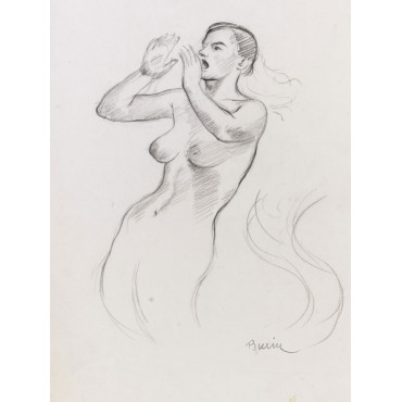 Femme nu de face sirène étude pour le Gluck