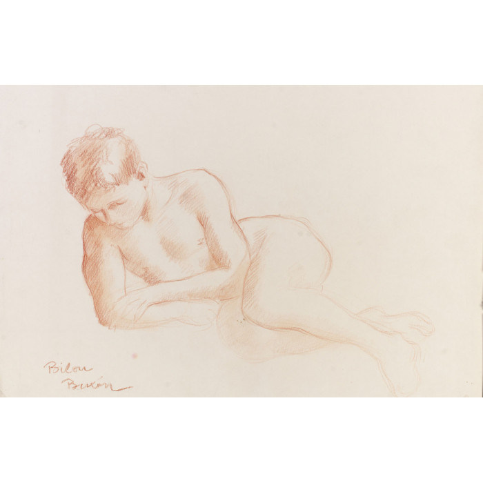 Enfant garçon nu couché