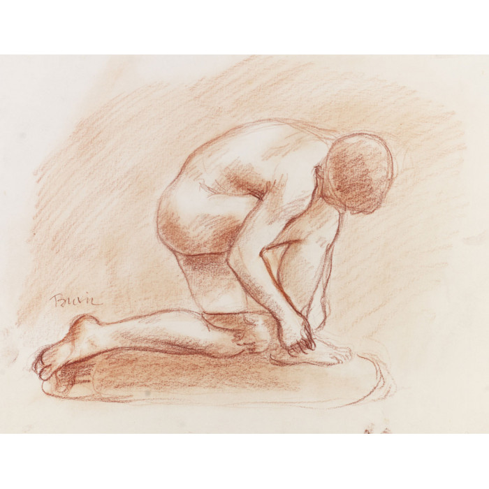 Adolescent garçon agenouillé