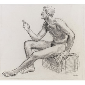 Homme homme nu assis