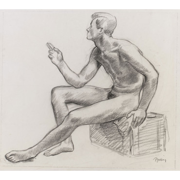 Homme homme nu assis