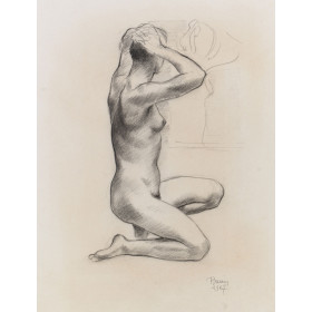 Femme nu à genou mirroir