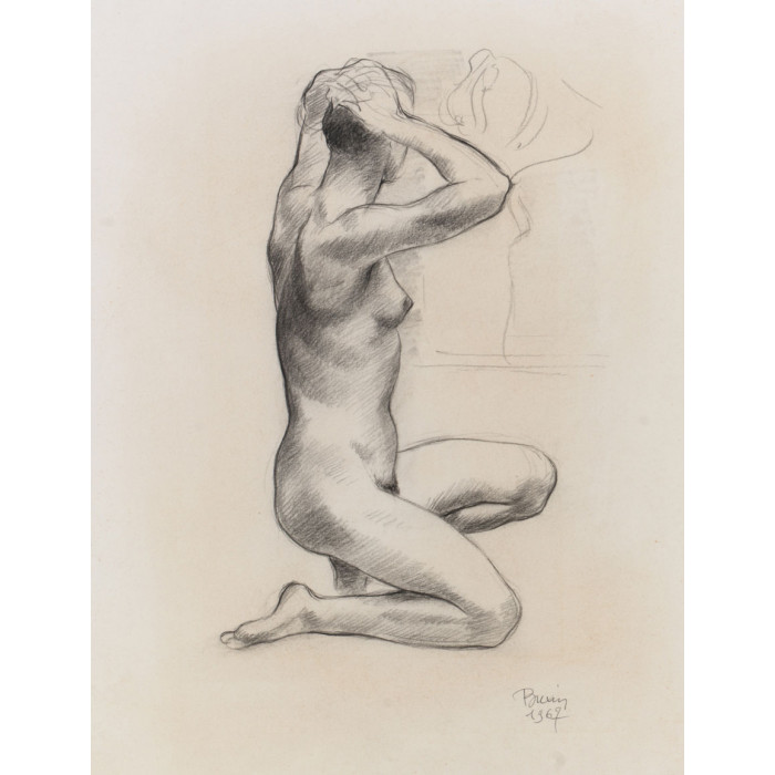 Femme nu à genou mirroir