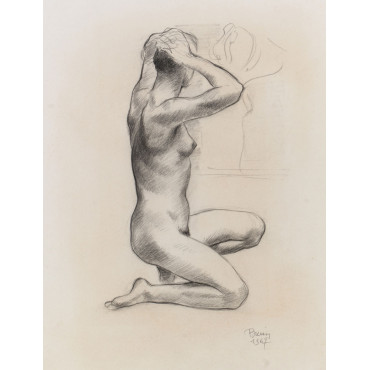 Femme nu à genou mirroir