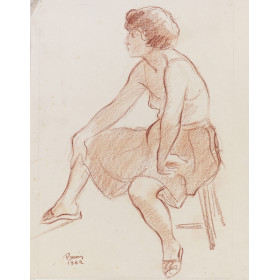 Femme habillé assis