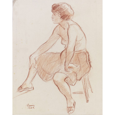 Femme habillé assis