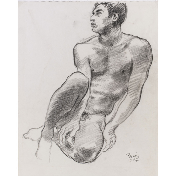 Homme nu assis de face