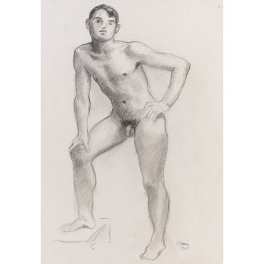 Homme nu face debout