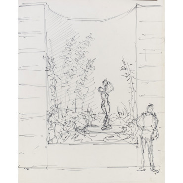 Croquis pour l'installation de la fontaine Sandrine