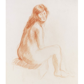 Femme nue de dos assise
