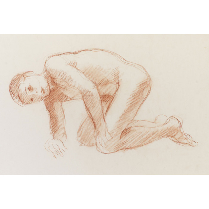 Adolescent garçon  agenouillé