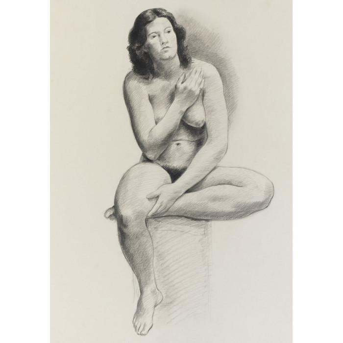 femme nu assis de face